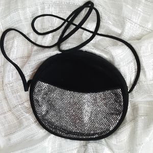 Vintage Mondi Round Suede Crossbody Cocktail Bag with Rhinestone Pocket-Rare